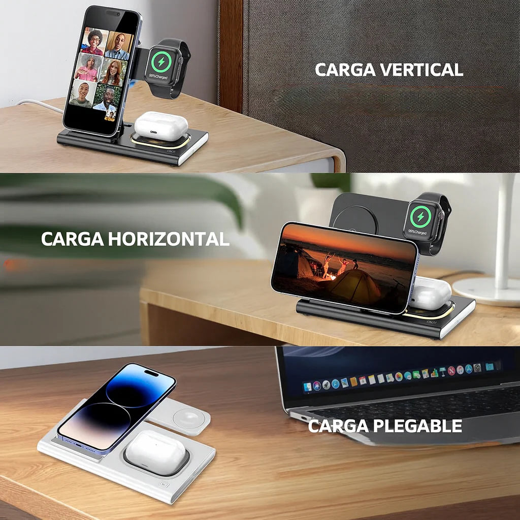 Cargador Inalámbrico Rápido 3 en 1 para Apple: Simplifica tu Carga