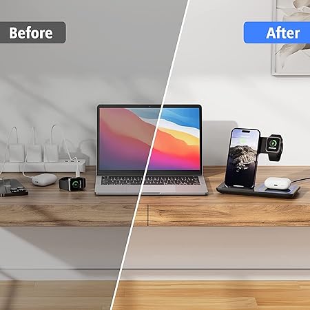 Cargador Inalámbrico Rápido 3 en 1 para Apple: Simplifica tu Carga