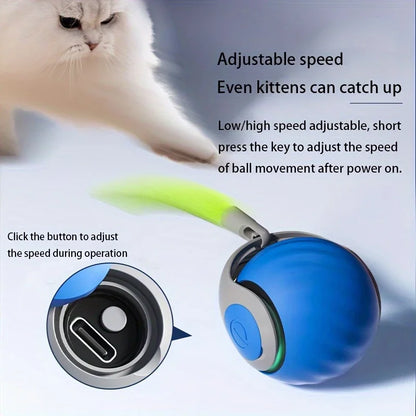 Smart Cat Toys Ball Automatic Interactive Pet Electric Rolling Teaser USB Rechargeable Kitty Moving Bouncing Ball Christmas Gift
